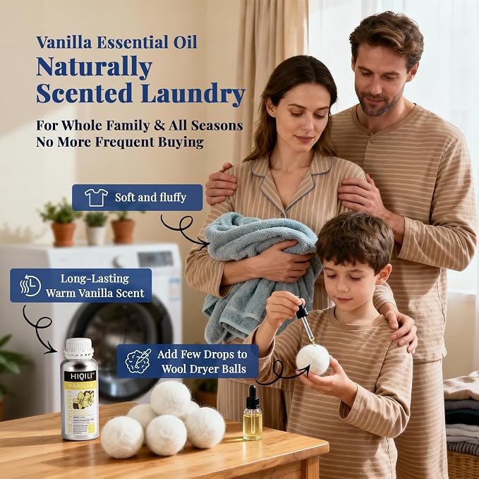 HIQILI Vanilla Essential Oil Bulk, Strong Scent for Candle Soap Making