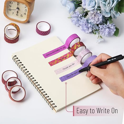 Mr. Pen- Washi Tape Set, 10 Rolls, 15mm Wide, 5 Yards/Roll | Gold Foil Washi Tape for Scrapbook, Arts, Crafts, Journals and Planners, Summer Fiesta Design
