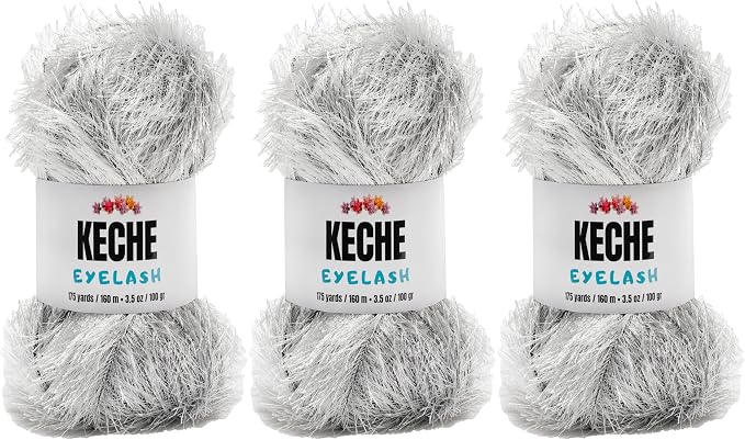 Eyelash Fun Fur Yarn - Premium Soft Crochet Yarn DIY Hand Knitting 100% Polyester 175 Yds 3.53 Oz (Pack of 3) - Black White
