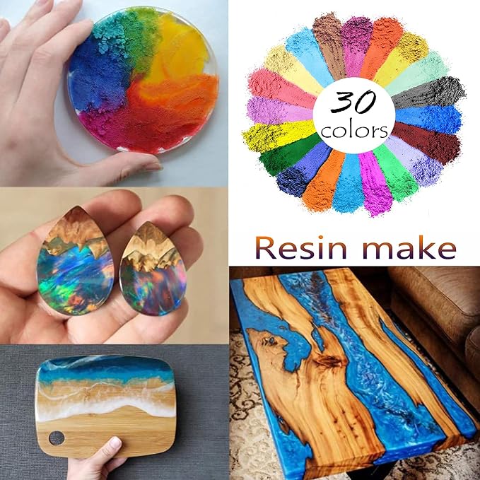 Mica Powder,30 Color Resin Pigment,Natural Cosmetic Grade Mica Powder | For Epoxy Resin/Bath Bombs/Candle/Soap/Lip Gloss/Slime.Soap Making Dye (30 Bag)