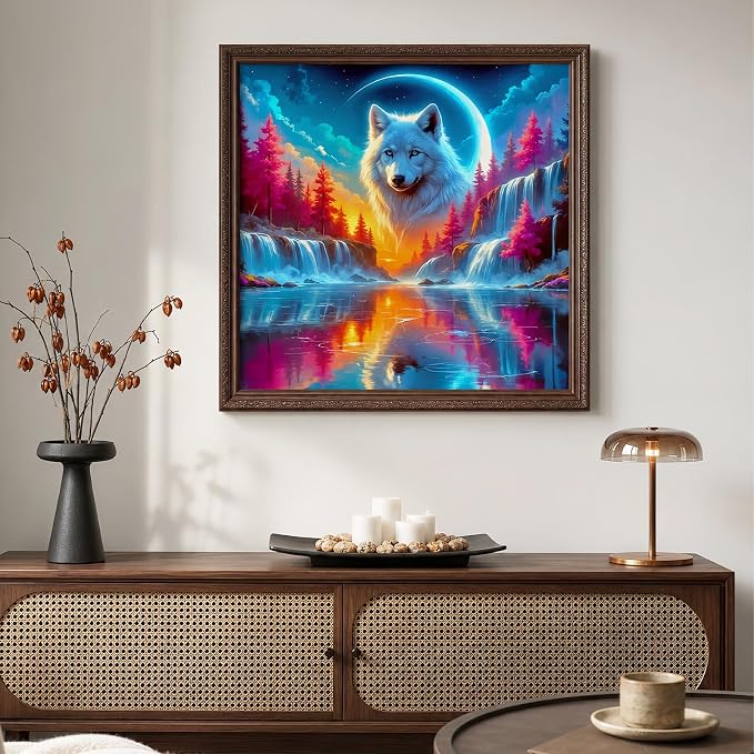 Mosaflare 5D Wolf Landscape Diamond Painting Kits for Adults 13.7x13.7 Inch