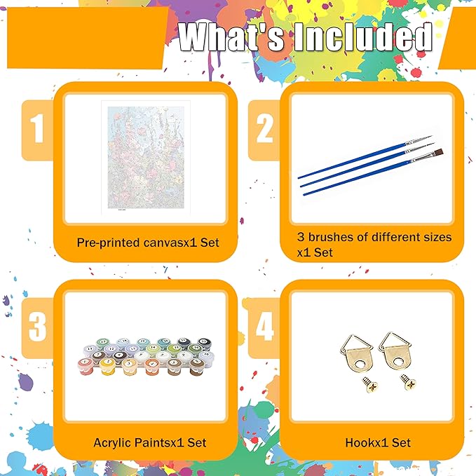 Hutarosl Wild Flowers Paint by Numbers Kits for Adults 16x20in | Flowers Paint by Number Adult,Flower Canvas Paint by Numbers for Adults,DIY Oil Painting Kits for Gifts Home Decor