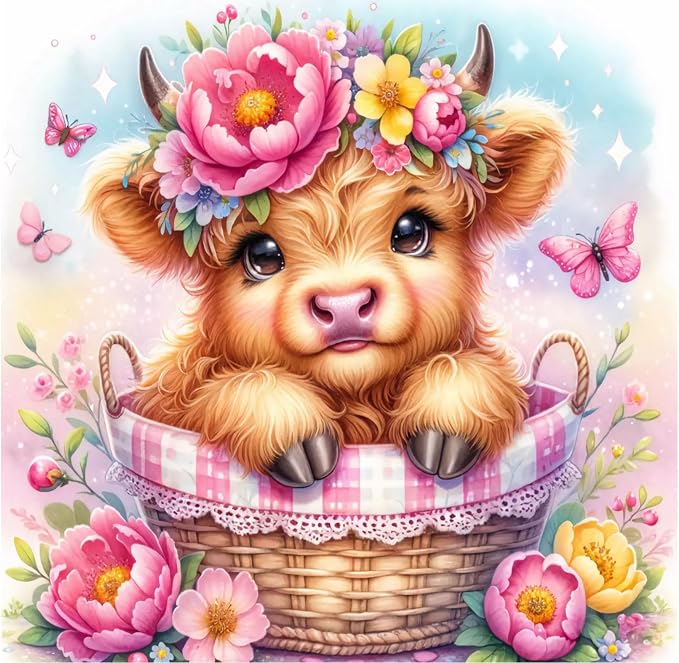bleihum Highland Cow Diamond Art Kits for Adults 12x16inch