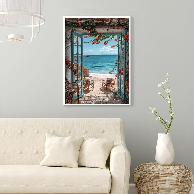 Yunruily Paint by Numbers Kits for Adults - Paint by Numbers for Adults Canvas,Beach Landscape Paint by Number Adult for Gifts Home Wall Decor 16x20inch