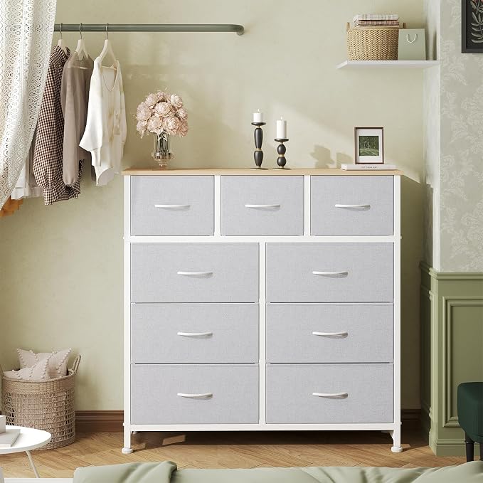 OLIXIS 9 Drawer Tall Dresser for Bedroom, Closet Organizers and Storage