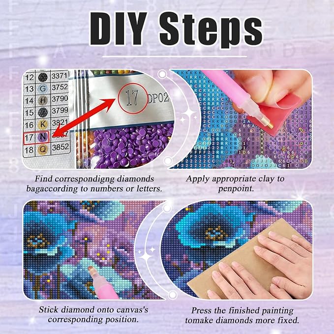Amaieuin Flower Diamond Art Kits for Adults Beginners 12x16in