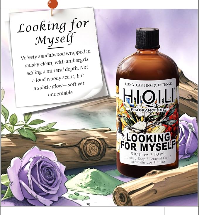 HIQILI Looking for Myself Fragrance Oil for Diffuser, DIY Candle, Soap, Perfume Making, Long Lasting Warm & Sweet Scents - 5.07 Fl Oz (Pack of 1)