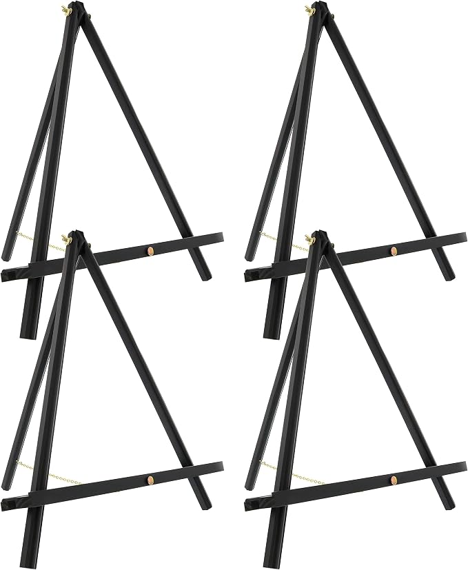 U.S. Art Supply 16" Black Wood Tabletop Easel (4 Pack) - Adjustable