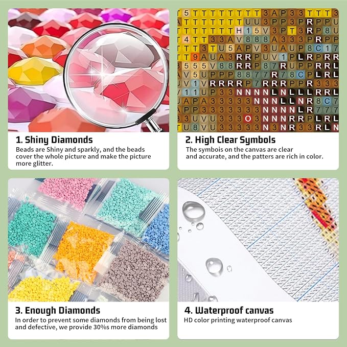 Green Plant Diamond Painting Kits for Adults, Diamond Art Kits, 14x14 in