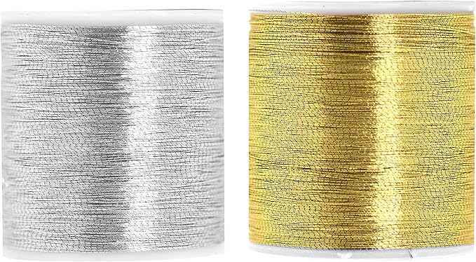 Mandala Crafts Metallic Gold and Silver Embroidery Floss for Sewing 218 Yds