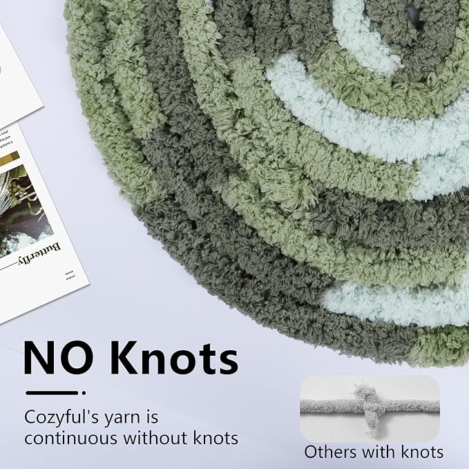 Cozyful Chunky Yarn for Hand Knitting - #10 Chunky Chenille Blanket Yarn, Jumbo Big Thick Chunky Yarns for Crocheting, Tie Dye Bulky Knit Yarns, 8 Skein (20 yds 8 oz Each Skein), Forest & Sage & Mint