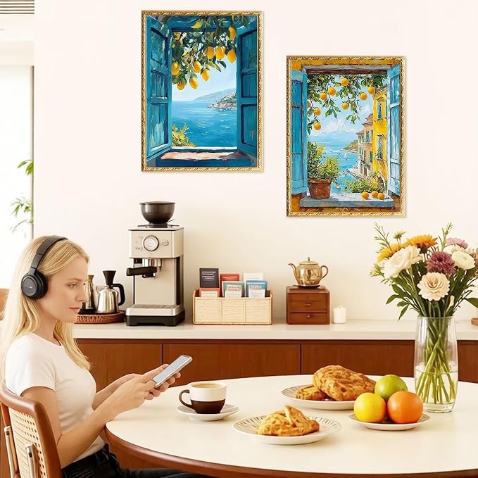 Amaieuin 2 Pack Lemon Landscape Diamond Art for Adults Beginners 12x16in