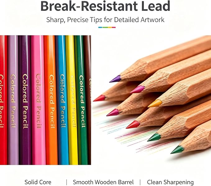 YCY 50-Color Oil-Based Colored Pencils Set Natural Wooden Pencils Art Pencils for Sketching Drawing Coloring Ideal Gift for Teens & Adult Art Lovers Ages 13+, 3.0mm, Gift Box Packaging
