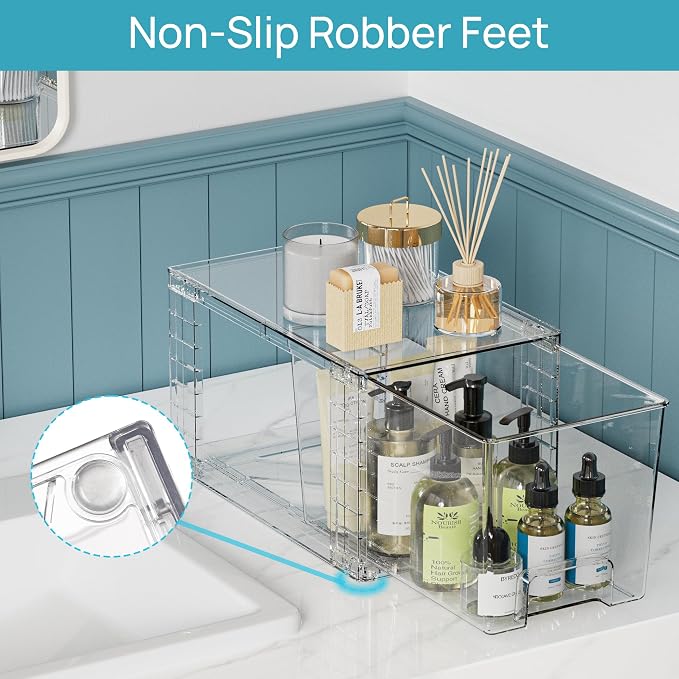 Vtopmart Clear Stackable Storage Drawers, 8 Pack Medium Set