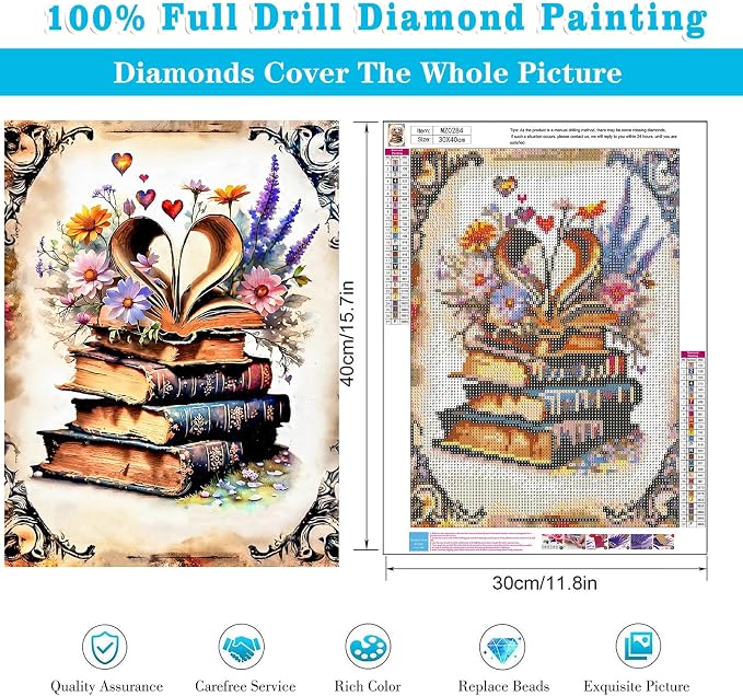 Meothan Diamond Art Kits for Adults Book Diamond Painting Kit 12x16in