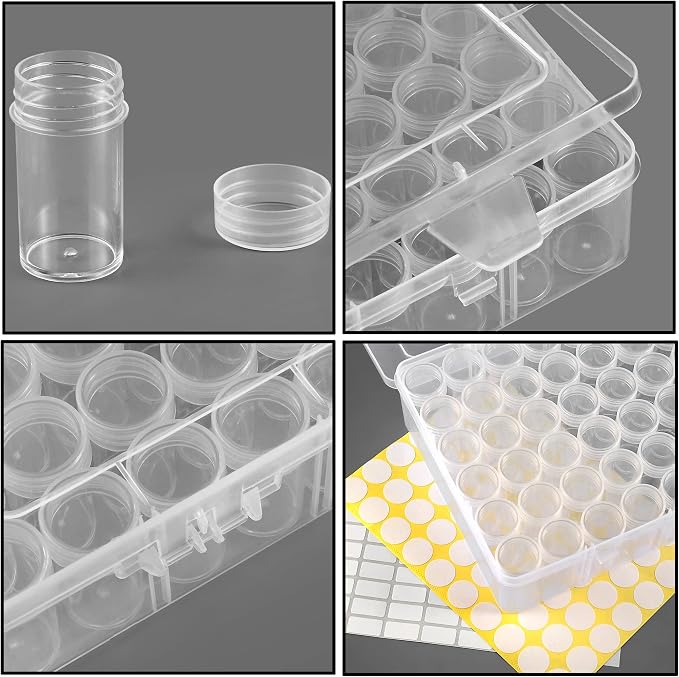 1pack 60 Grids Bead Organizer and Storage Diamond Painting Containers Portable Plastic Case Box Arts Crafts Storage for Seeds Beads Sewing Cosmetic Nail Glitter Powder Small Parts Rhinestones