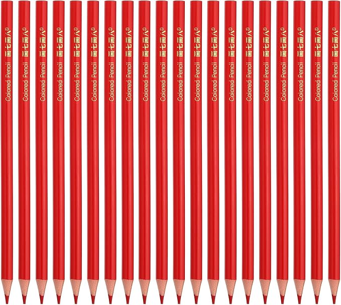 PATIKIL Red Colored Pencils Set,20 Pcs Oil Color Pencils Wooden Coloring Drawing Pencil for Artists Art Painting