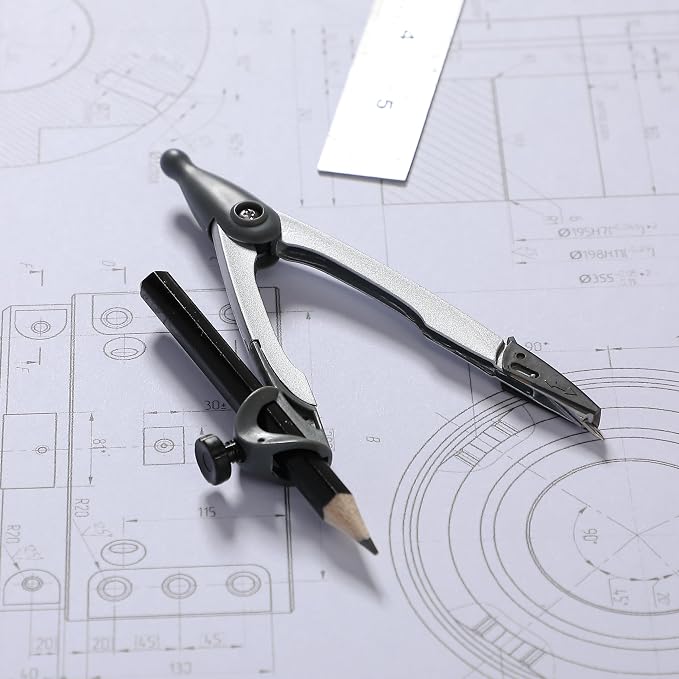 Mr. Pen- Geometry Compass, 4.8", Precision Drafting Compass with Pencil | Draws Circles up to 9", Ideal for Math, Geometry, Students, Architectural Drafting & Classroom Use