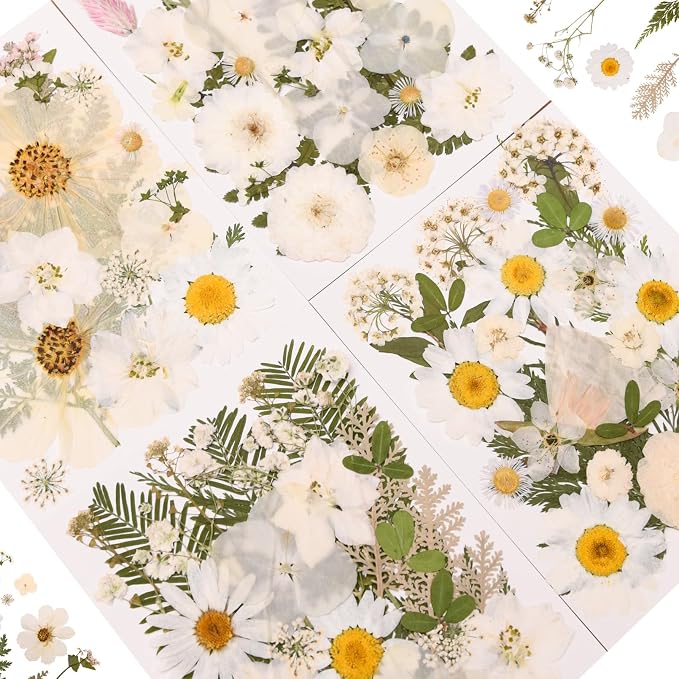 110+PCS Pressed Flowers for Resin, Colorful-i | Real Dried Flower Leaves, Resin Jewelry Making, Scrapbooking Crafts DIY, Soap Candles Making, Nails Décor