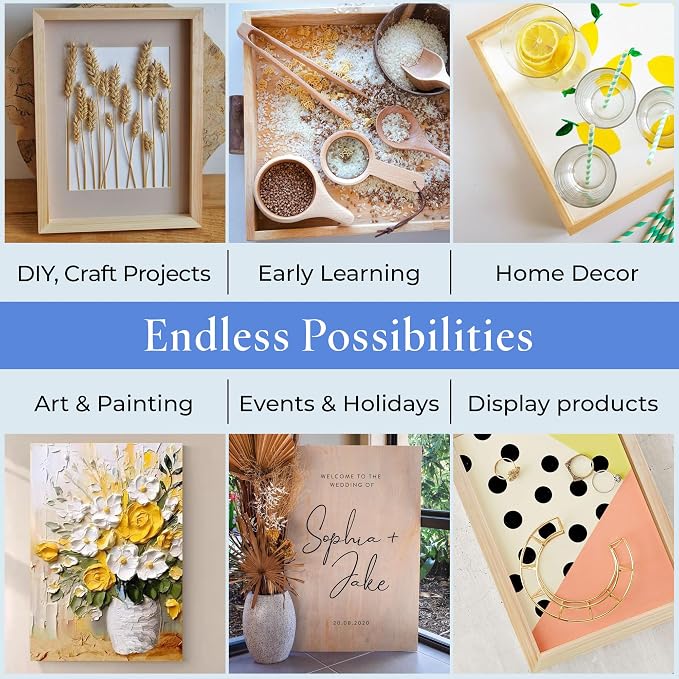 Small Square Wood Canvas 4 x 4 x 1-1/2 inch, Unfinished Wood Frames, Blank Wooden Signs for Crafts & Home Decor, by Woodpeckers