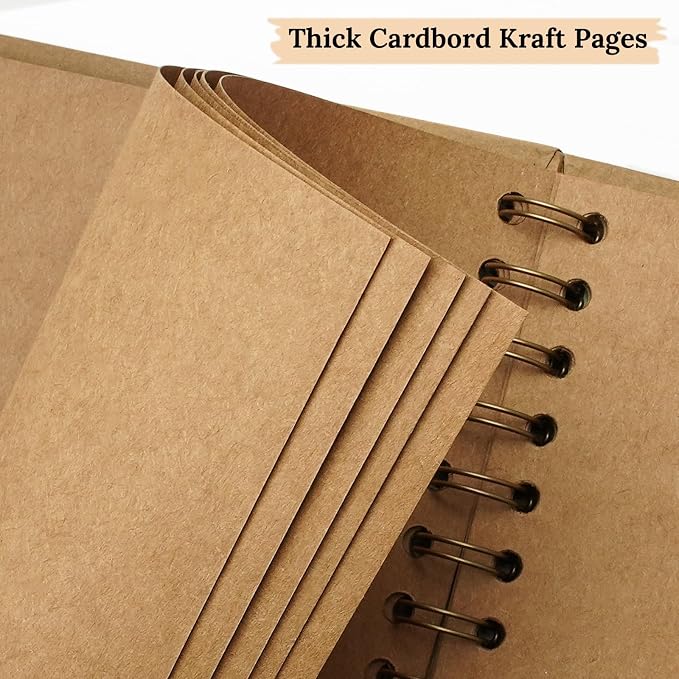 Scrapbook 7x7 Inch DIY Scrapbook Album Hardcover Kraft Paper Scrap Book Photo Albums 40 Pages Perfect for 4x6 / 5x7 Photos Memory Book for Family, Wedding