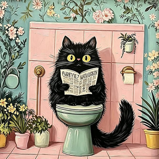 BYGFHLYW Funny Black Cat Paint by Numbers Kit for Adults Beginners | Easy Adult Paint by Number Kits On Canvas, DIY Acrylic Oil Painting Kits for Home Wall Decor 16x16Inch