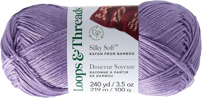 Loops & Threads Silky Soft Yarn - Yarn for Knitting, Crochet, Weaving, and Arts & Crafts - Purple, Bamboo, 3.5 oz