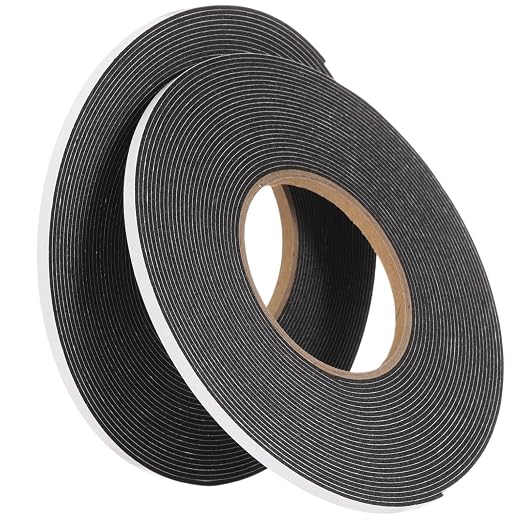 Tatuo 2 Rolls Double Sided Foam Tape for Mounting,1/4 Inch by 33 Feet,Black