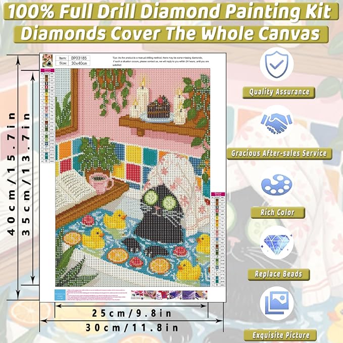 Black Cat Diamond Art Kits for Adults Diamond Painting Kit for Beginner