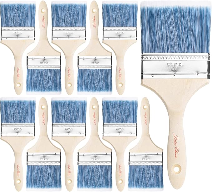 Bates- Paint Brushes, 4-Inch, 12 Pack, Treated Wood Handle, Paint Brushes for Walls, Stain Brush, Wall Paint Brushes, Furniture Paint Brush, Paint Brushes for Painting Walls, Painting Brush