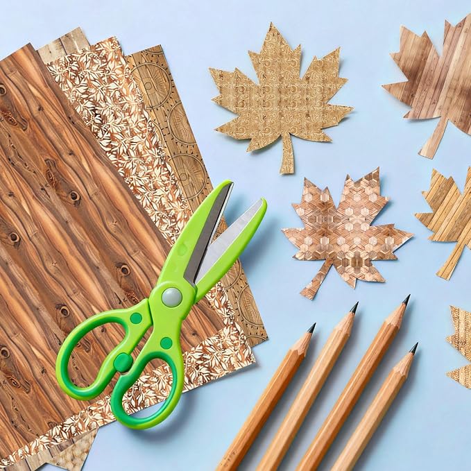 Wooden Texture Scrapbook Paper for Scrapbooking, 24 Sheets Double Sided Decorative Craft Patterned Paper for Junk Journals Greeting Cards 12x12 in