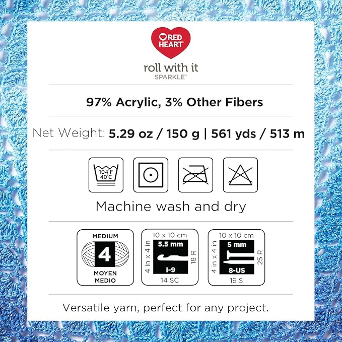 Red Heart Roll with It Sparkle Yarn - Pixie