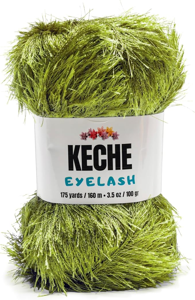 Eyelash Fun Fur Yarn - Premium Soft Crochet Yarn DIY Hand Knitting 100% Polyester 175 Yds 3.53 Oz - Grass