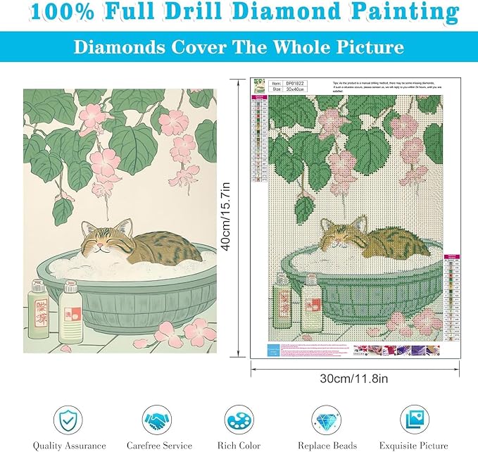 ARPADAMO Diamond Art Kits for Adults,cat Diamond Painting Kits 12x16in