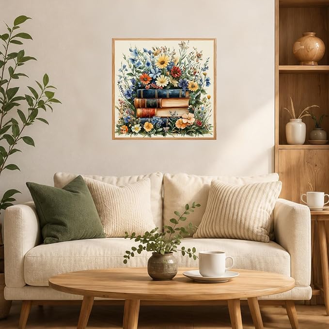 AUKELHJ Framed Paint by Numbers Kit for Adults, Book, 10x10 inch