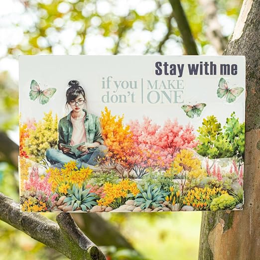 6 Rolls Transparent Floral and Botanical PET Tape Set, Landscape Stickers for Journaling, Scrapbooking, and DIY Crafts, with Decorative Clip