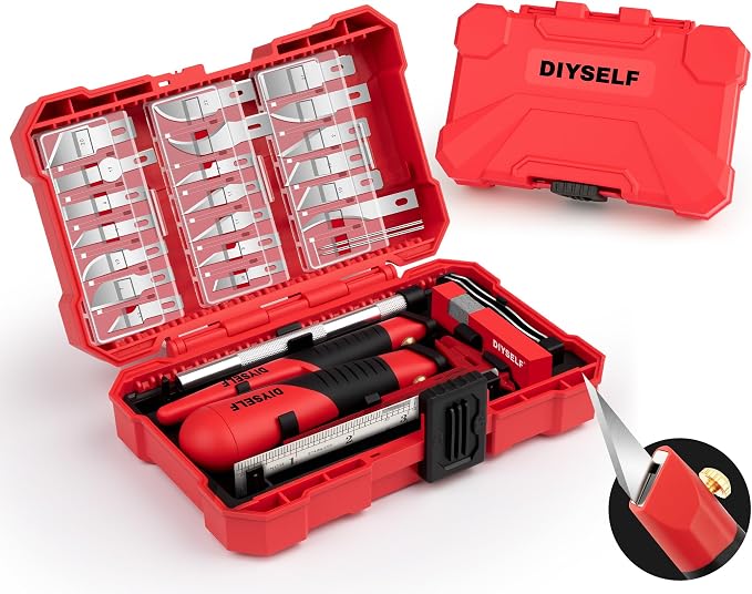 DIYSELF 41-Piece Exacto Knife Set, Precision Hobby Knife Kit for Art Crafts | Quick Blade Change, Organized Storage Case, Scalpel Knife for Paper and Models, Craft Knife for Artists and Hobbyists