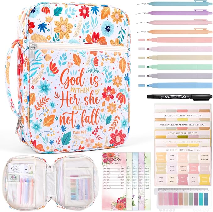 XKDOUS Bible Cover Case for Women Bible Bag Journaling Kit w/Study Supplies