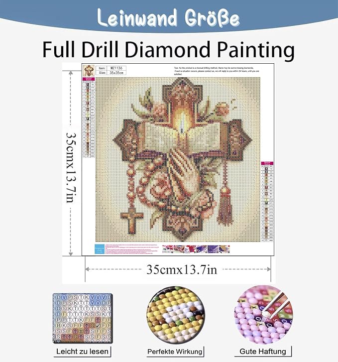 Benjenes Religious Cross Diamond Art Kits for Adults, Diamond Painting Kits