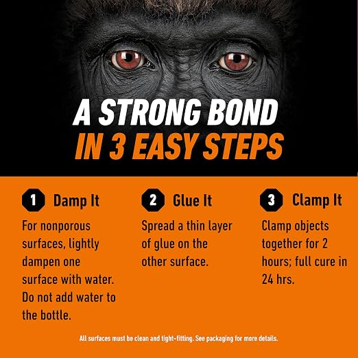 Gorilla Original Glue, Waterproof Polyurethane, Brown, 8 oz