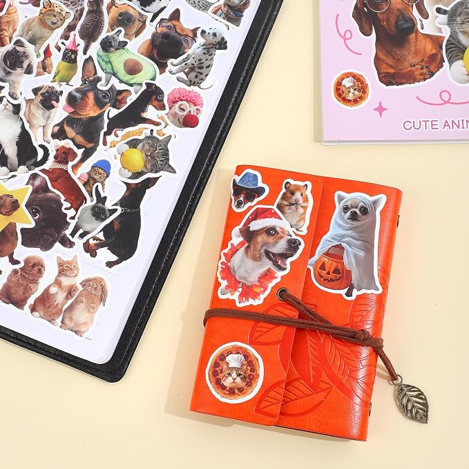 350+ Funny Dog Cat Stickers, Cute Animal Sticker Book for Water Bottles Journaling Laptop Scrapbook Guitar Suitcase Phone Snowboard Planner, Waterproof Vinyl Gifts for Women Men Girl Kids Adult Teens