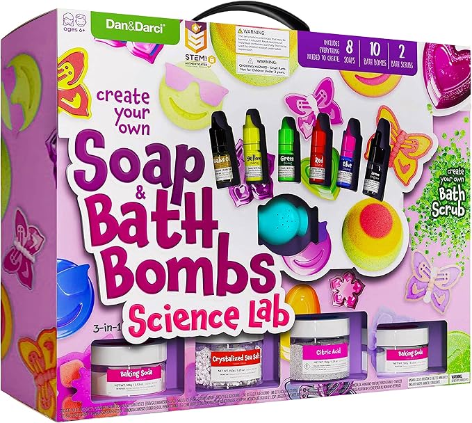 Dan&Darci Soap & Bath Bomb Making Kit for Kids, 3-in-1 Spa Science Kits, Craft Gifts for Girls & Boys Age 6-12 Year Old Girl Crafts: DIY Experiment Toys, Gift for Kid Ages | Gifts for Girls & Boys Age 6-12 Year Old Girl Crafts: DIY Experiment Toys, Gif...