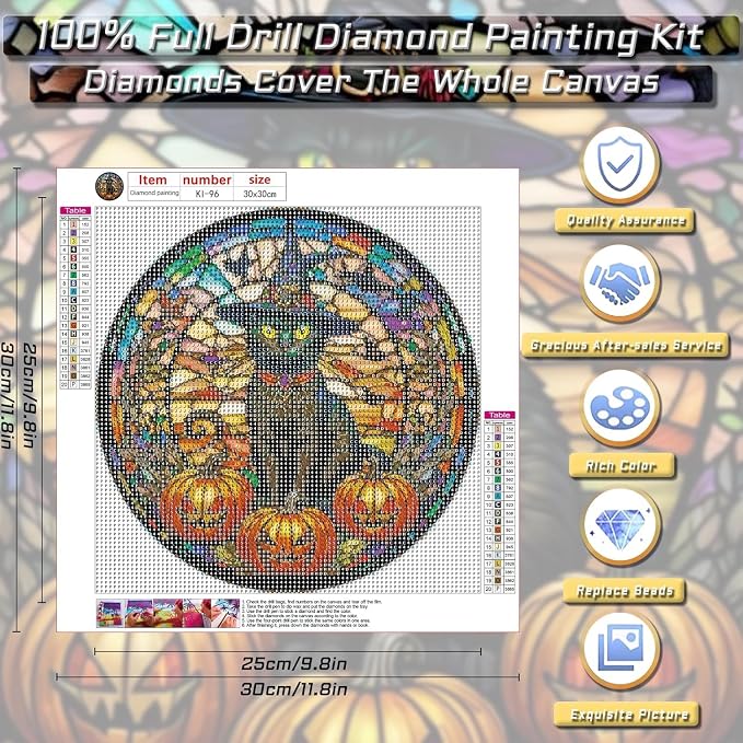 Halloween Cat Diamond Art Kits for Adults Diamond Painting Kit for Beginner