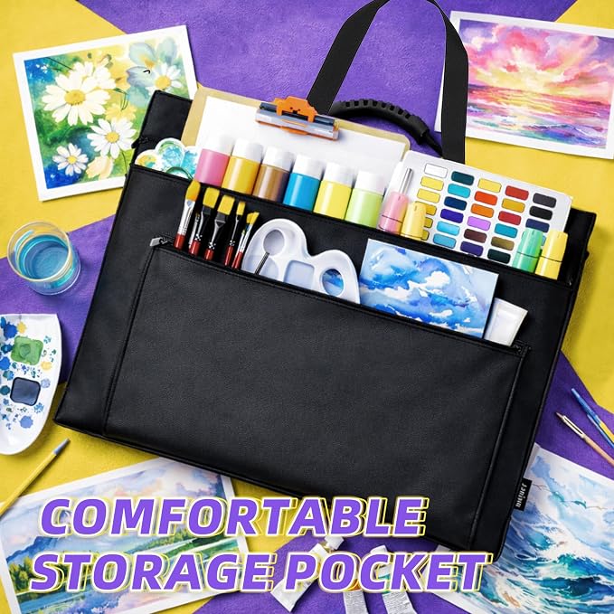 JJRING 32x42 Art Portfolio Tote Bag With Shoulder Strap, Black