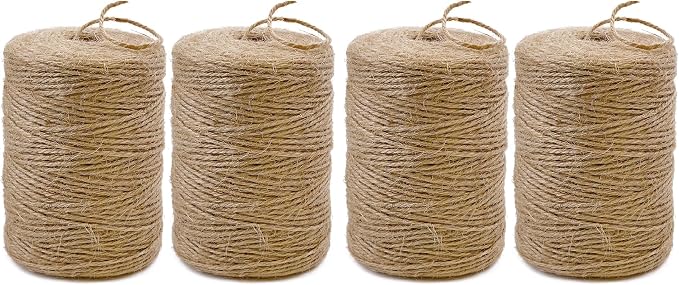 2Pack 2mm Natural Jute Twine String 1600 Feet Long Twine String for Crafting Gardening Gift Wrapping Macrame DIY Home Decor (Brown-800Feet/Roll) (Pack of 2)