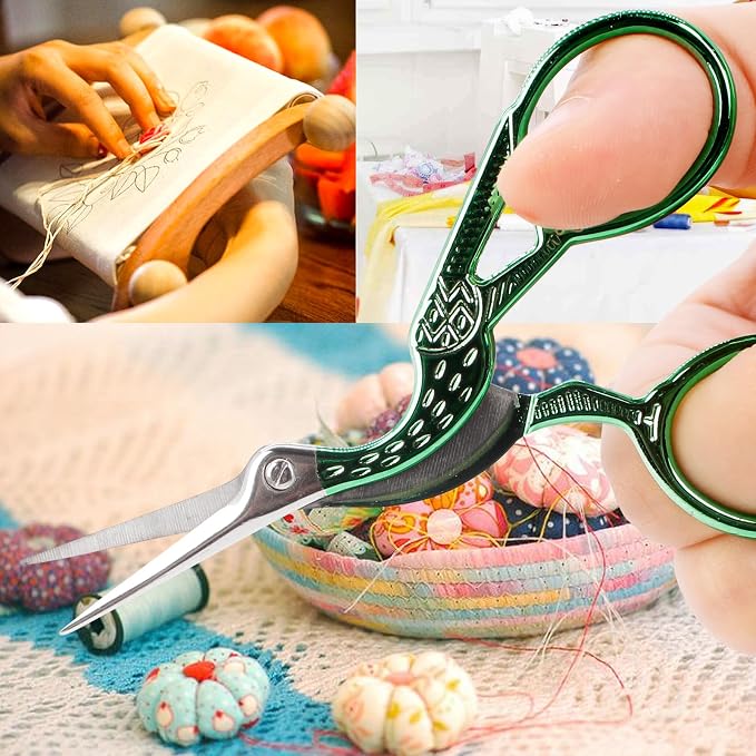 BIHRTC 3.6" Small Crafting Shears with Leather Case for Embroidery | Multi-Purpose Scissors 3.6 Inch Compact Size for Knitting,Crochet,Cross Stitch,Sewing,Needlework,Threading,DIY