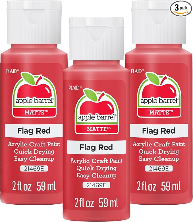 Apple Barrel Acrylic Paint in Assorted Colors, Flag Red (Pack of 3) 2 oz, 21469EA- (Pack of 3)