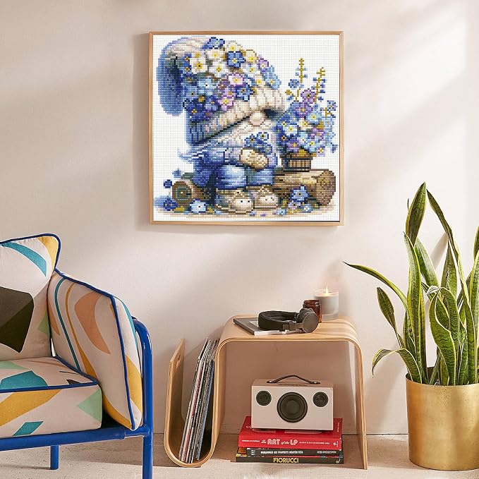 Diamond Art Kits for Adults, Gnome DIY 5D Diamond Painting for Beginners | 14x14 Inch, Full Drill Round Dots, Lavender Gnome Gem Art Craft Kits, Home Wall Decor, Stress Relief Relaxing Hobby Gift