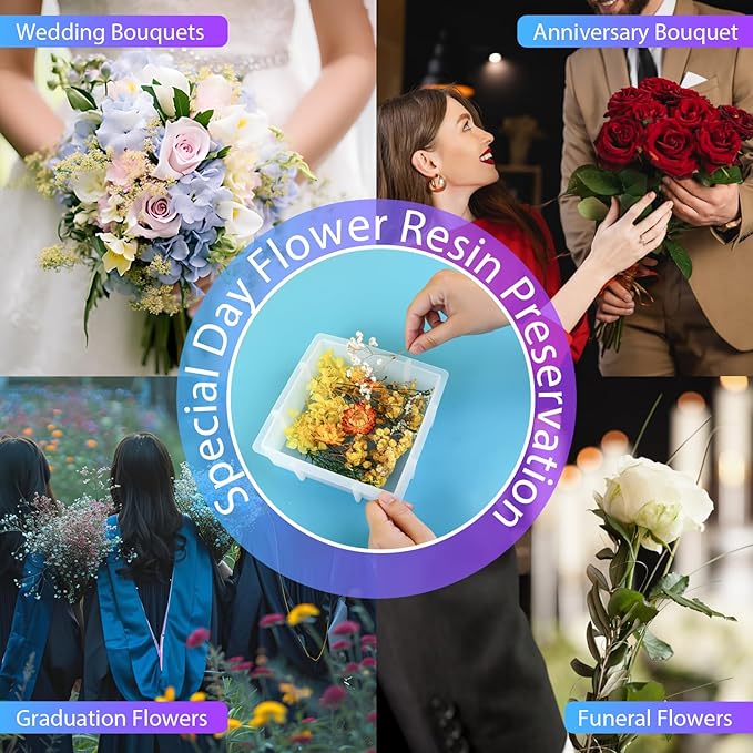 Large Square Resin Molds, Square Silicone Mold for Epoxy Resin | Large Mold for Flower Preservation, Deep Pour Molds for Decoration, Valentine's Day