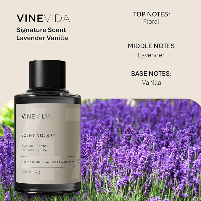 VINEVIDA [4oz] Lavender Vanilla Fragrance Oil for Candle Making | Essential Oil for Soy Candles | Oil Scents